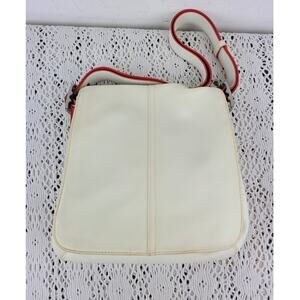 Coach Courier  Nylon Leather Messenger Bag Purse J3K-6253 White & Red